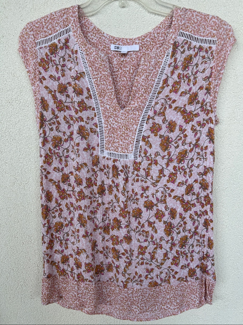 DR2 Pink Gold Brown Floral Top